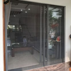 Cửa lưới chống muỗi dạng xếp màu Ghi