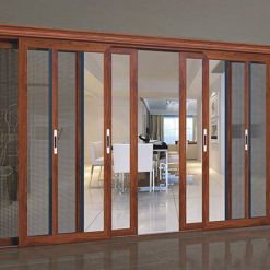 Cửa lưới chống muỗi dạng lùa màu Vân gỗ